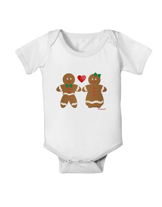 Gingerbread Man and Gingerbread Woman Couple Baby Romper Bodysuit by TooLoud-Baby Romper-TooLoud-White-06-Months-Davson Sales