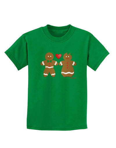 Gingerbread Man and Gingerbread Woman Couple Childrens Dark T-Shirt by TooLoud-Childrens T-Shirt-TooLoud-Kelly-Green-X-Small-Davson Sales