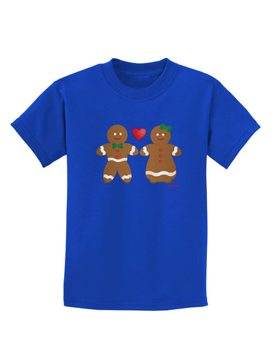 Gingerbread Man and Gingerbread Woman Couple Childrens Dark T-Shirt by TooLoud-Childrens T-Shirt-TooLoud-Royal-Blue-X-Small-Davson Sales