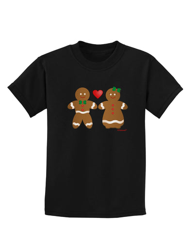 Gingerbread Man and Gingerbread Woman Couple Childrens Dark T-Shirt by TooLoud-Childrens T-Shirt-TooLoud-Black-X-Small-Davson Sales