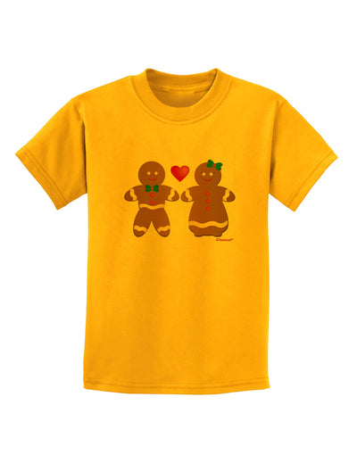 Gingerbread Man and Gingerbread Woman Couple Childrens T-Shirt by TooLoud-Childrens T-Shirt-TooLoud-Gold-X-Small-Davson Sales