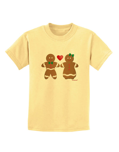 Gingerbread Man and Gingerbread Woman Couple Childrens T-Shirt by TooLoud-Childrens T-Shirt-TooLoud-Daffodil-Yellow-X-Small-Davson Sales