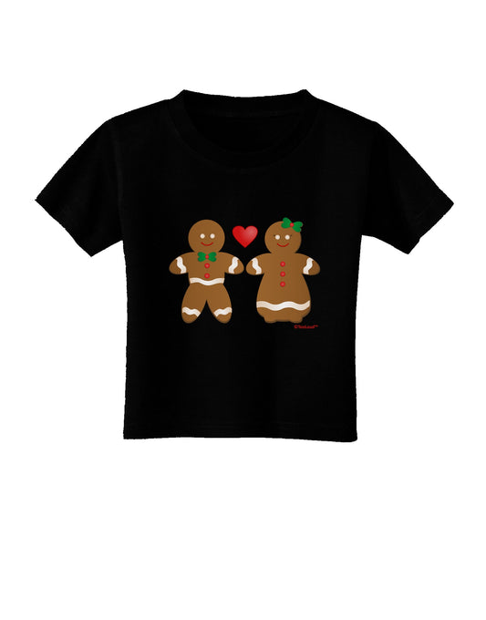 Gingerbread Man and Gingerbread Woman Couple Toddler T-Shirt Dark by TooLoud-Toddler T-Shirt-TooLoud-Black-2T-Davson Sales