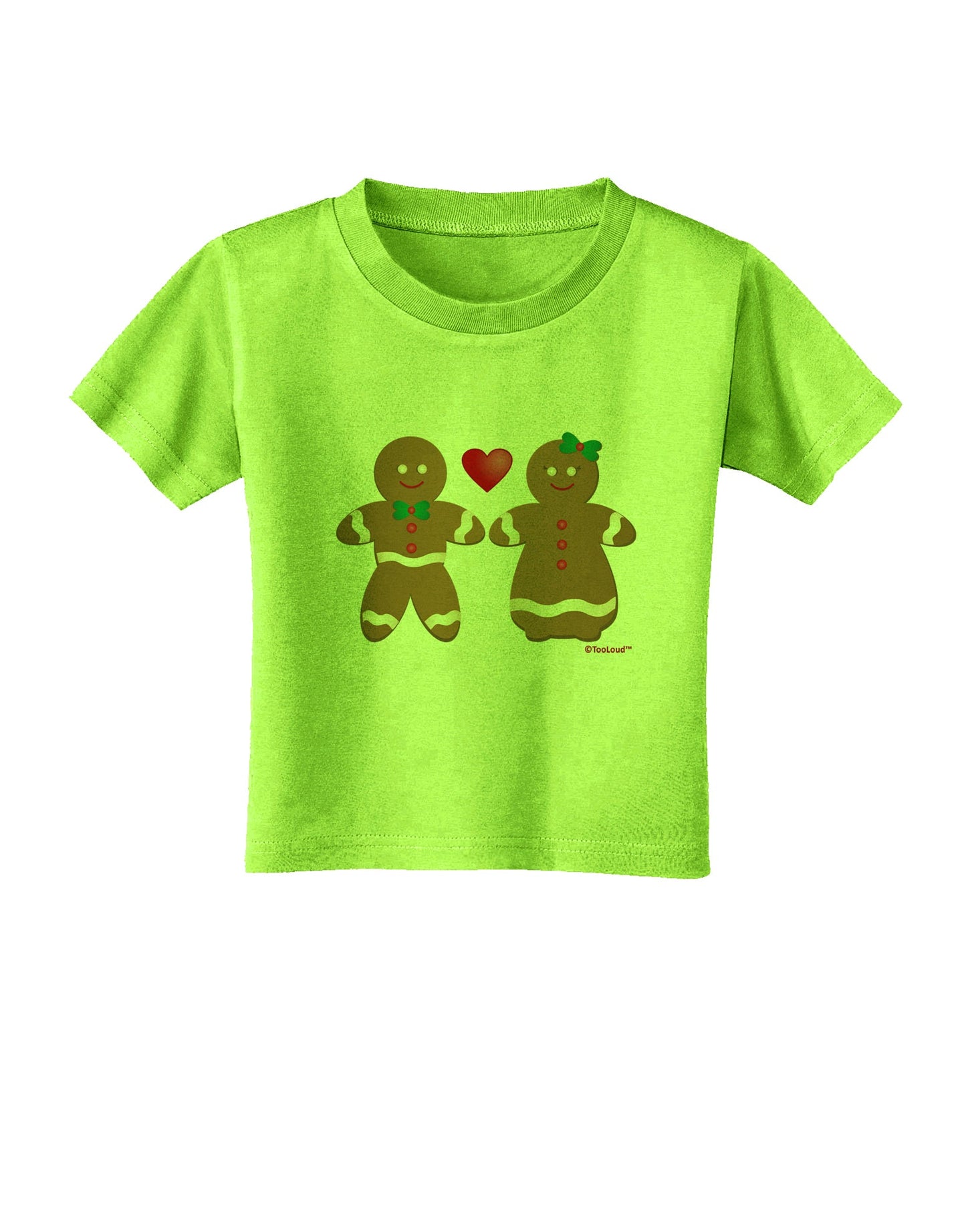 Gingerbread Man and Gingerbread Woman Couple Toddler T-Shirt by TooLoud-Toddler T-Shirt-TooLoud-Lime-Green-2T-Davson Sales