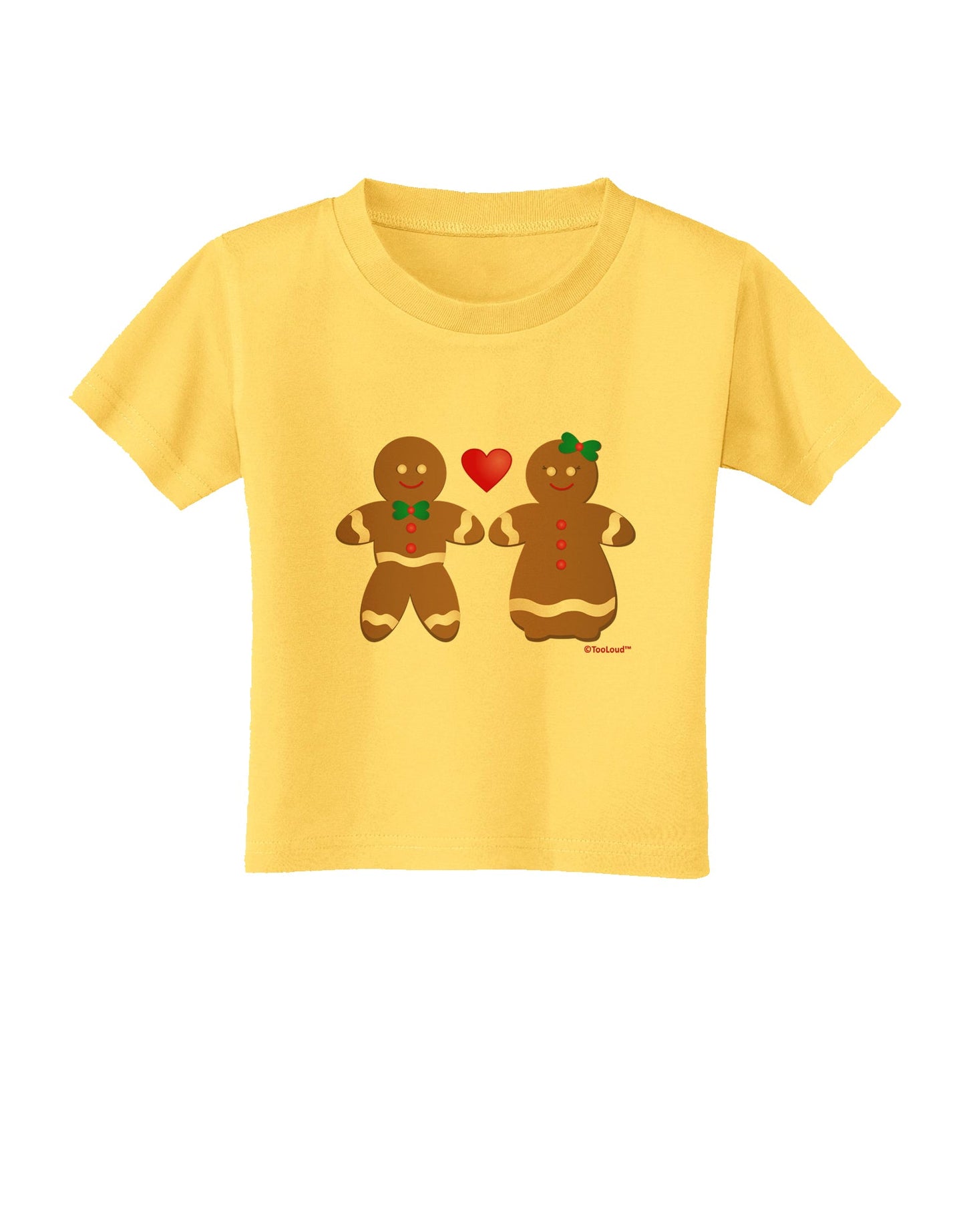 Gingerbread Man and Gingerbread Woman Couple Toddler T-Shirt by TooLoud-Toddler T-Shirt-TooLoud-Yellow-2T-Davson Sales