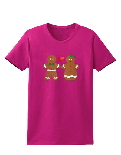 Gingerbread Man and Gingerbread Woman Couple Womens Dark T-Shirt by TooLoud-Womens T-Shirt-TooLoud-Hot-Pink-Small-Davson Sales