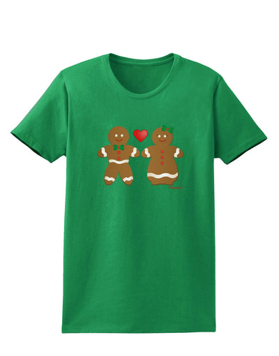 Gingerbread Man and Gingerbread Woman Couple Womens Dark T-Shirt by TooLoud-Womens T-Shirt-TooLoud-Kelly-Green-X-Small-Davson Sales