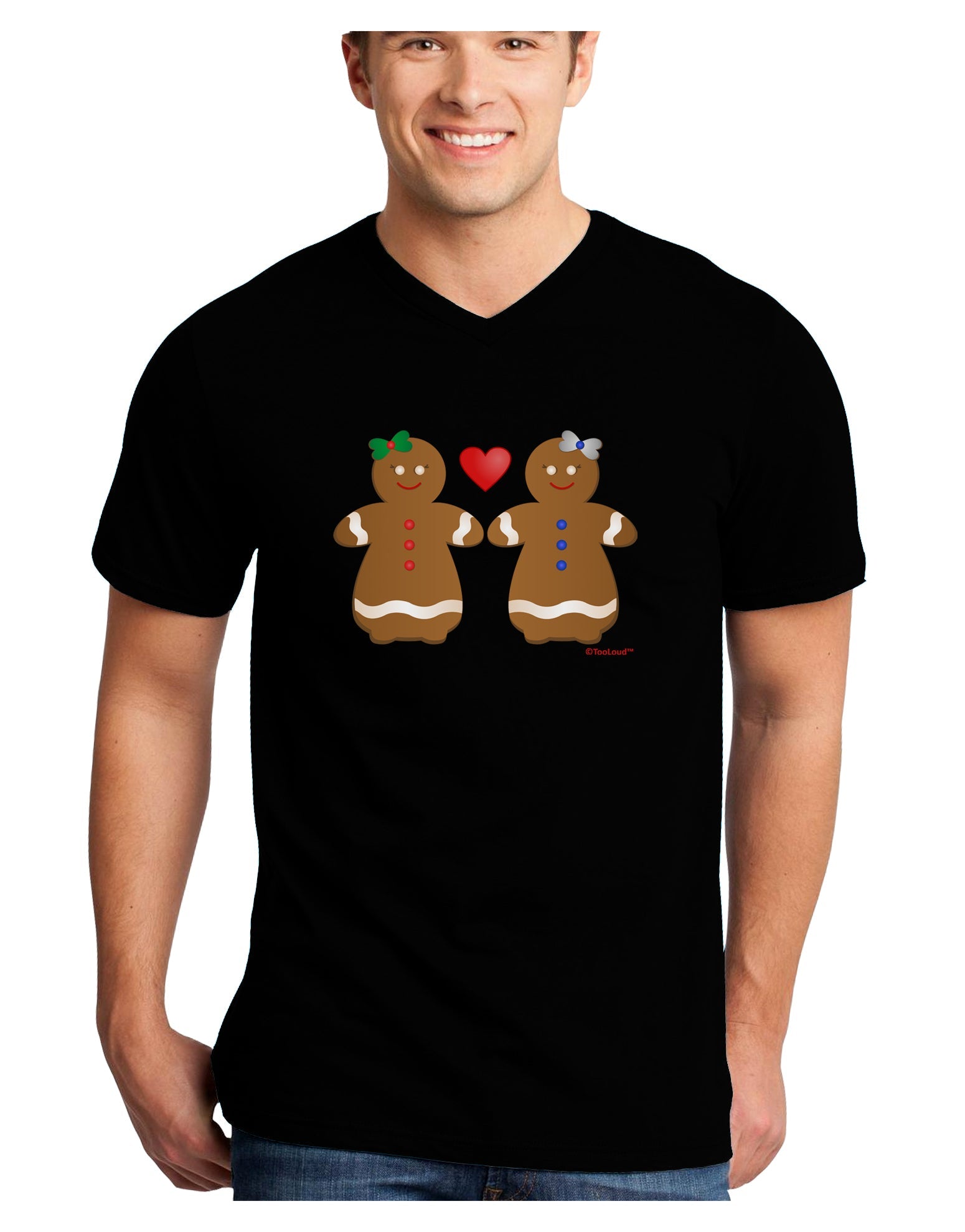 Gingerbread Woman Couple Adult Dark V-Neck T-Shirt by TooLoud-Mens V-Neck T-Shirt-TooLoud-Black-Small-Davson Sales