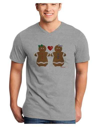 Gingerbread Woman Couple Adult V-Neck T-shirt by TooLoud-Mens V-Neck T-Shirt-TooLoud-HeatherGray-Small-Davson Sales