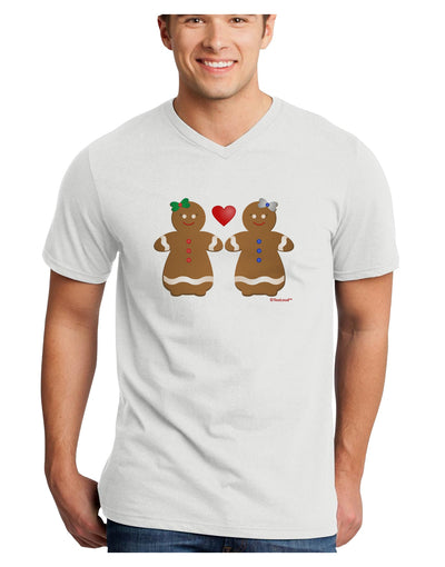 Gingerbread Woman Couple Adult V-Neck T-shirt by TooLoud-Mens V-Neck T-Shirt-TooLoud-White-Small-Davson Sales