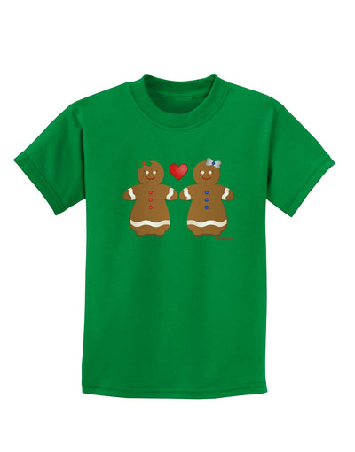 Gingerbread Woman Couple Childrens Dark T-Shirt by TooLoud-Childrens T-Shirt-TooLoud-Kelly-Green-X-Small-Davson Sales