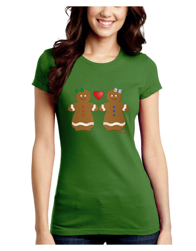 Gingerbread Woman Couple Juniors Crew Dark T-Shirt by TooLoud-T-Shirts Juniors Tops-TooLoud-Kiwi-Green-Juniors Fitted X-Small-Davson Sales