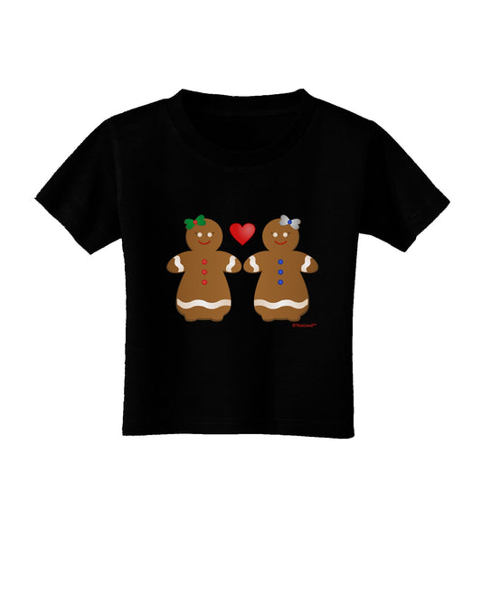 Gingerbread Woman Couple Toddler T-Shirt Dark by TooLoud-Toddler T-Shirt-TooLoud-Black-2T-Davson Sales
