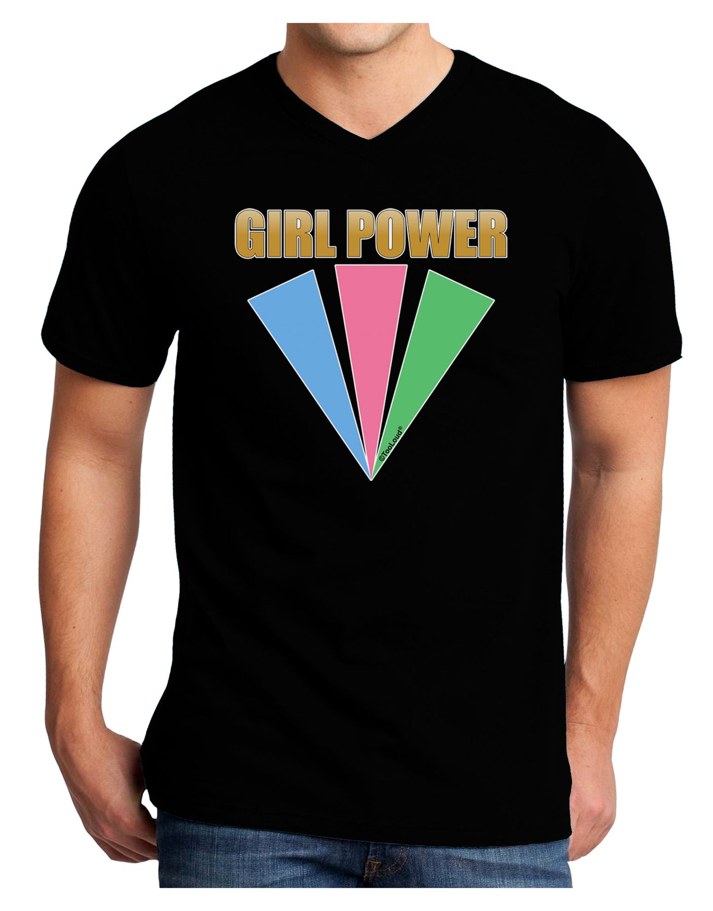 Girl Power Stripes Adult Dark V-Neck T-Shirt by TooLoud-Mens V-Neck T-Shirt-TooLoud-Black-Small-Davson Sales