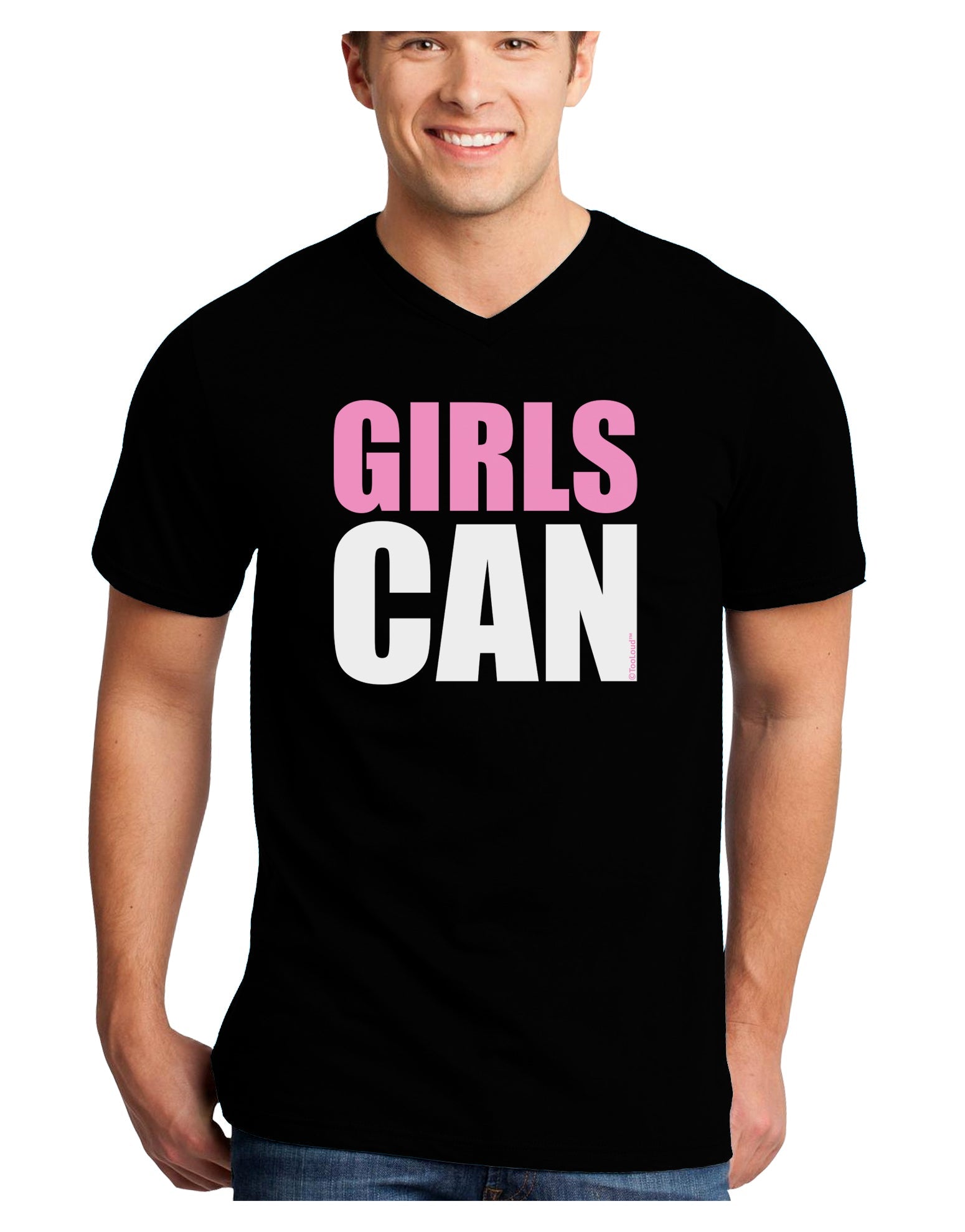Girls Can Adult Dark V-Neck T-Shirt by TooLoud-Mens V-Neck T-Shirt-TooLoud-Black-Small-Davson Sales