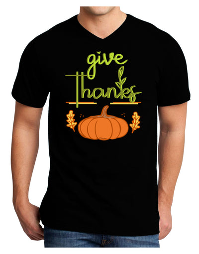 Give Thanks Adult V-Neck T-shirt-Mens T-Shirt-TooLoud-Black-Small-Davson Sales