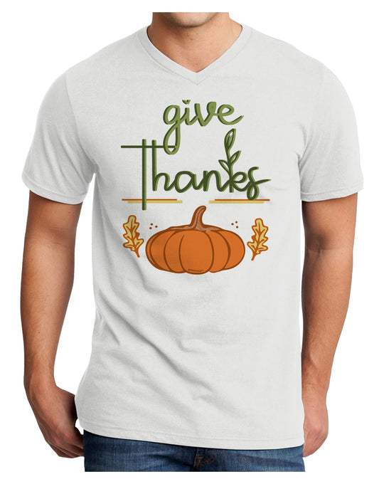 Give Thanks Adult V-Neck T-shirt-Mens T-Shirt-TooLoud-White-Small-Davson Sales