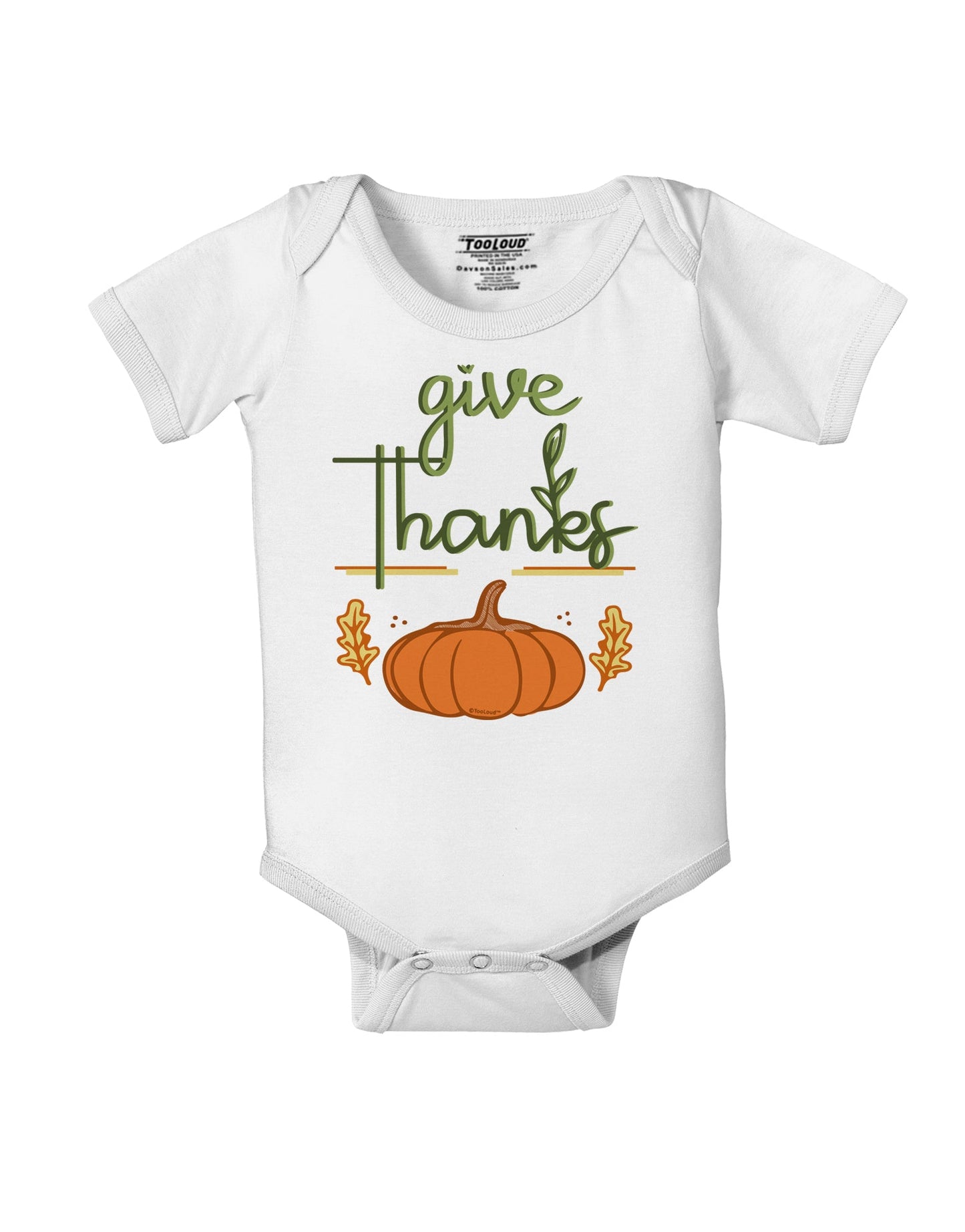 Give Thanks Baby Romper Bodysuit-Baby Romper-TooLoud-White-06-Months-Davson Sales