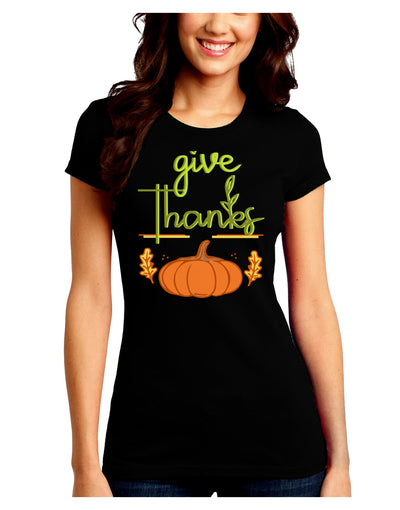 Give Thanks Juniors Petite T-Shirt-Womens T-Shirt-TooLoud-Black-Juniors Fitted Small-Davson Sales