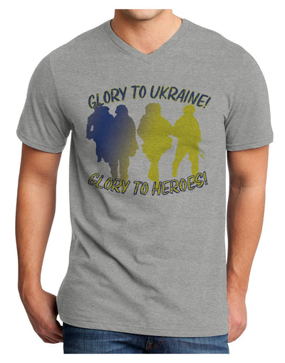 Glory to Ukraine Glory to Heroes Adult V-Neck T-shirt-Mens T-Shirt-TooLoud-HeatherGray-Small-Davson Sales