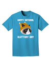 Gluttony Day Disgruntled Cat Adult Dark T-Shirt-Mens T-Shirt-TooLoud-Turquoise-Small-Davson Sales