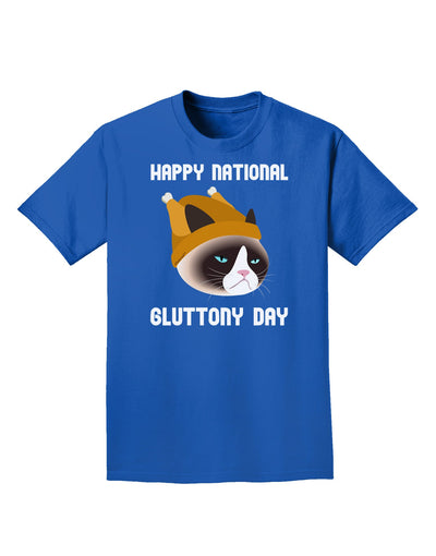 Gluttony Day Disgruntled Cat Adult Dark T-Shirt-Mens T-Shirt-TooLoud-Royal-Blue-Small-Davson Sales