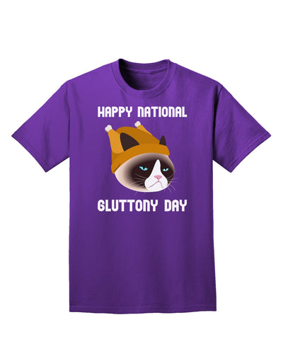 Gluttony Day Disgruntled Cat Adult Dark T-Shirt-Mens T-Shirt-TooLoud-Purple-Small-Davson Sales