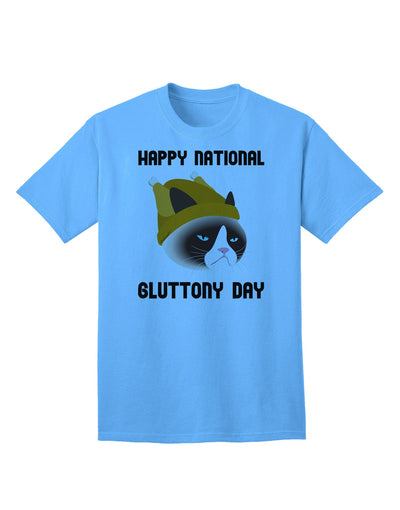 Gluttony Day Disgruntled Cat Adult T-Shirt-Mens T-Shirt-TooLoud-Aquatic-Blue-Small-Davson Sales