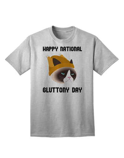 Gluttony Day Disgruntled Cat Adult T-Shirt-Mens T-Shirt-TooLoud-AshGray-Small-Davson Sales