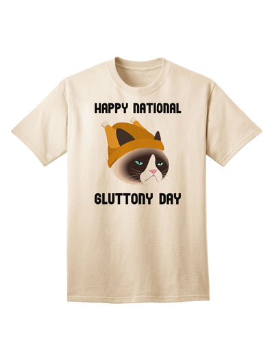 Gluttony Day Disgruntled Cat Adult T-Shirt-Mens T-Shirt-TooLoud-Natural-Small-Davson Sales