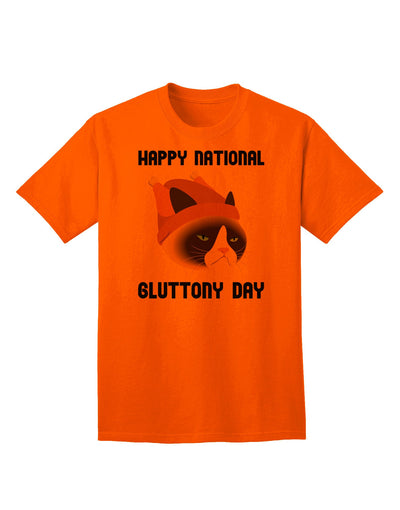 Gluttony Day Disgruntled Cat Adult T-Shirt-Mens T-Shirt-TooLoud-Orange-Small-Davson Sales