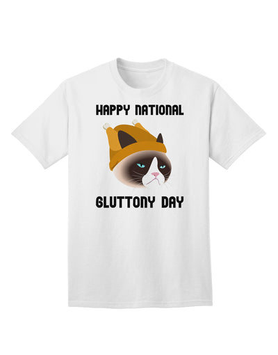 Gluttony Day Disgruntled Cat Adult T-Shirt-Mens T-Shirt-TooLoud-White-Small-Davson Sales