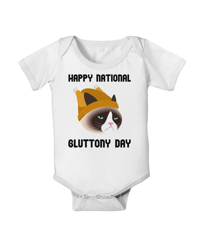 Gluttony Day Disgruntled Cat Baby Romper Bodysuit by-Baby Romper-TooLoud-White-06-Months-Davson Sales