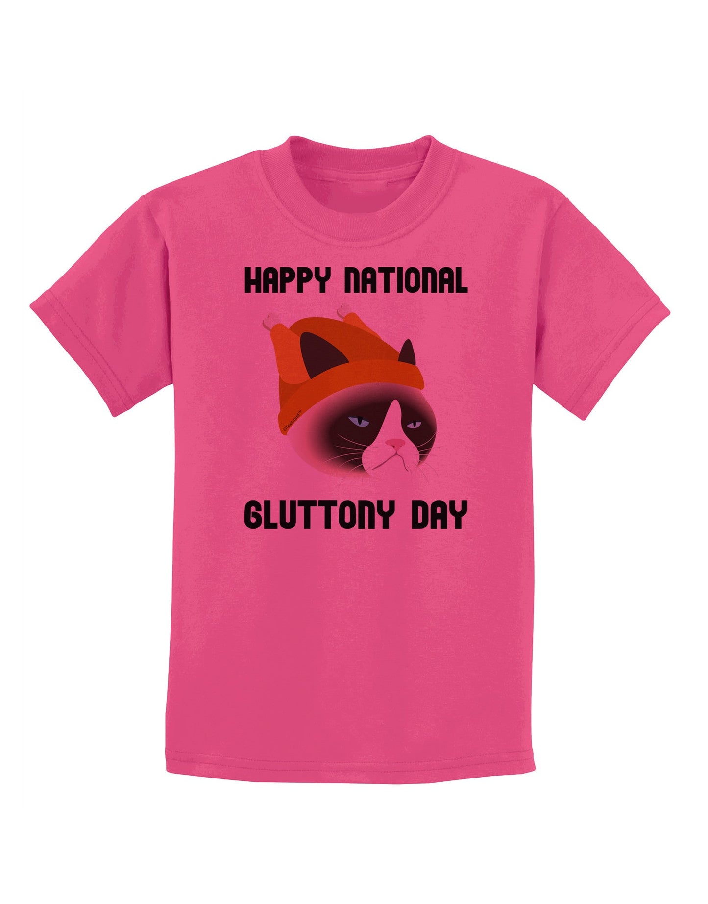 Gluttony Day Disgruntled Cat Childrens T-Shirt-Childrens T-Shirt-TooLoud-Sangria-X-Small-Davson Sales