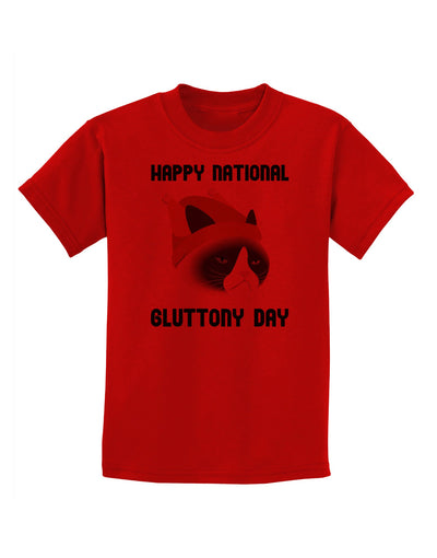 Gluttony Day Disgruntled Cat Childrens T-Shirt-Childrens T-Shirt-TooLoud-Red-X-Small-Davson Sales