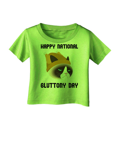 Gluttony Day Disgruntled Cat Infant T-Shirt-Infant T-Shirt-TooLoud-Lime-Green-06-Months-Davson Sales