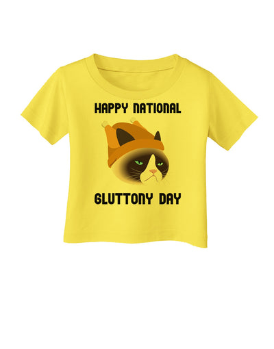 Gluttony Day Disgruntled Cat Infant T-Shirt-Infant T-Shirt-TooLoud-Yellow-06-Months-Davson Sales