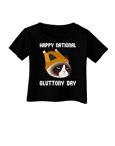 Gluttony Day Disgruntled Cat Infant T-Shirt Dark by-Infant T-Shirt-TooLoud-Black-06-Months-Davson Sales