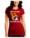 Gluttony Day Disgruntled Cat Juniors Crew Dark T-Shirt-T-Shirts Juniors Tops-TooLoud-Red-Juniors Fitted Small-Davson Sales