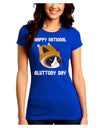 Gluttony Day Disgruntled Cat Juniors Crew Dark T-Shirt-T-Shirts Juniors Tops-TooLoud-Royal-Blue-Juniors Fitted Small-Davson Sales