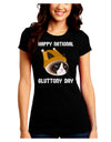 Gluttony Day Disgruntled Cat Juniors Crew Dark T-Shirt-T-Shirts Juniors Tops-TooLoud-Black-Juniors Fitted Small-Davson Sales