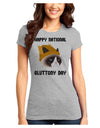 Gluttony Day Disgruntled Cat Juniors T-Shirt-Womens Juniors T-Shirt-TooLoud-Ash-Gray-Juniors Fitted X-Small-Davson Sales