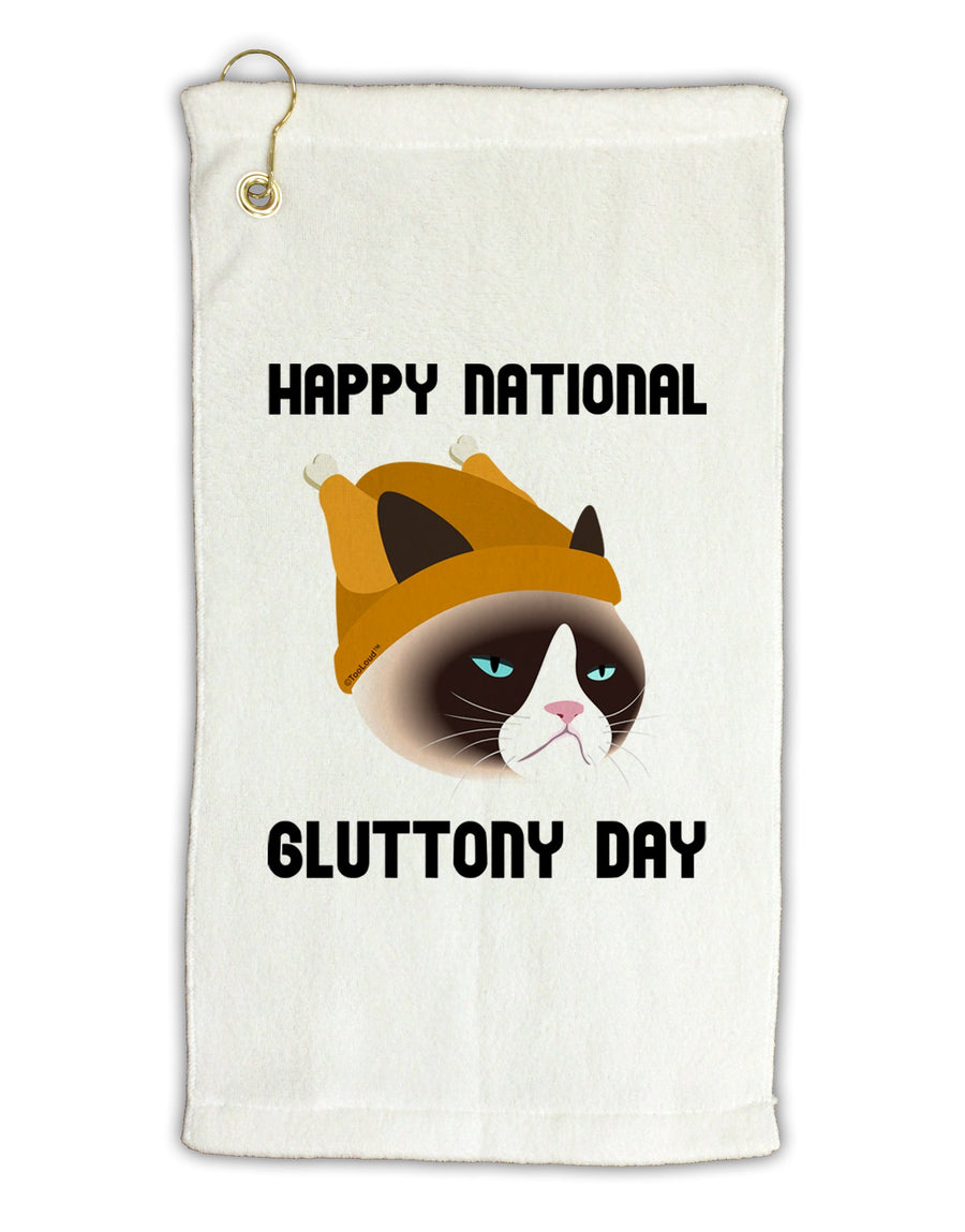 Gluttony Day Disgruntled Cat Micro Terry Gromet Golf Towel 16 x 25 inch by TooLoud-Golf Towel-TooLoud-White-Davson Sales