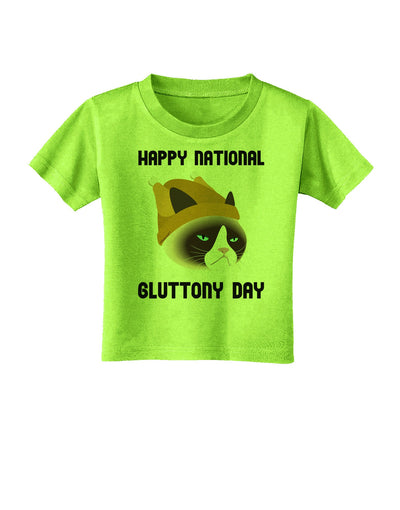 Gluttony Day Disgruntled Cat Toddler T-Shirt-Toddler T-Shirt-TooLoud-Lime-Green-2T-Davson Sales