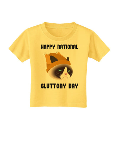 Gluttony Day Disgruntled Cat Toddler T-Shirt-Toddler T-Shirt-TooLoud-Yellow-2T-Davson Sales