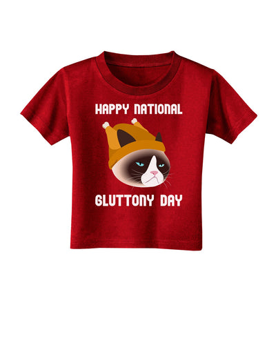 Gluttony Day Disgruntled Cat Toddler T-Shirt Dark by-Toddler T-Shirt-TooLoud-Red-2T-Davson Sales