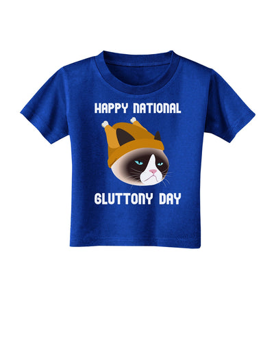 Gluttony Day Disgruntled Cat Toddler T-Shirt Dark by-Toddler T-Shirt-TooLoud-Royal-Blue-2T-Davson Sales