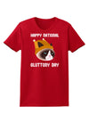 Gluttony Day Disgruntled Cat Womens Dark T-Shirt-TooLoud-Red-X-Small-Davson Sales