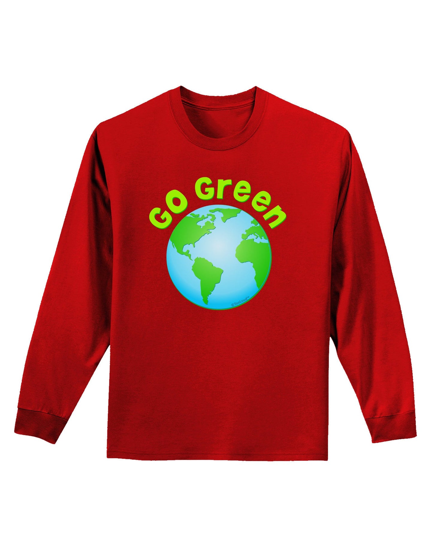 Go Green - Planet Earth Adult Long Sleeve Dark T-Shirt-TooLoud-Red-Small-Davson Sales
