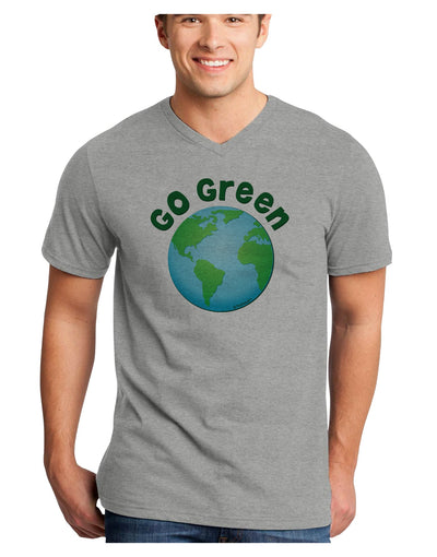 Go Green - Planet Earth Adult V-Neck T-shirt-Mens V-Neck T-Shirt-TooLoud-HeatherGray-Small-Davson Sales